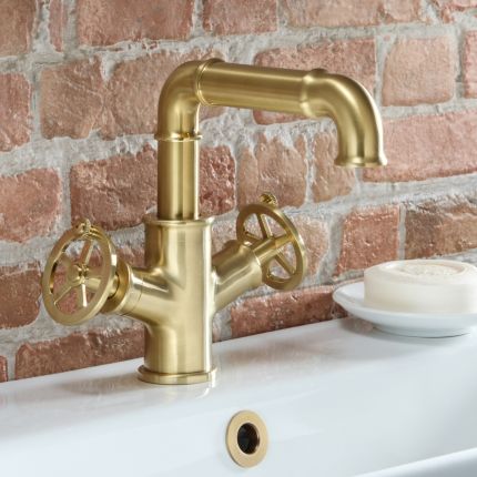 Milano Zandra - Industrial Style Mono Basin Mixer Tap - Brushed Brass