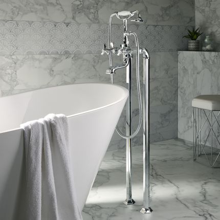 Milano Earlham - Art Deco Freestanding Bath Shower Mixer Tap with Hand Shower - Choice of Finish