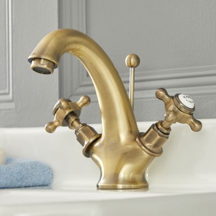 Milano Elizabeth - Traditional Crosshead Mono Basin Mixer Tap - Brushed Gold