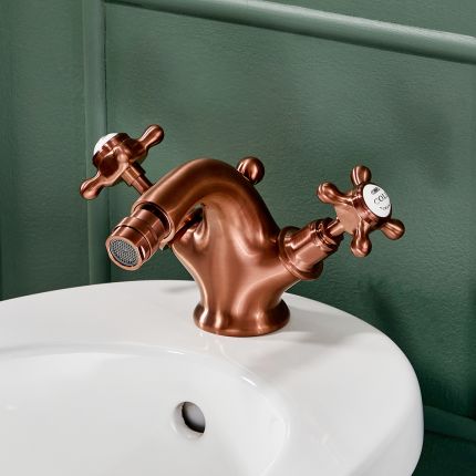 Milano Elizabeth - Traditional Crosshead Mono Bidet Mixer Tap - Brushed Copper