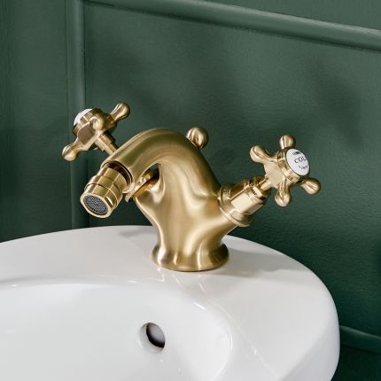 Milano Elizabeth - Traditional Crosshead Mono Bidet Mixer Tap - Brushed Brass