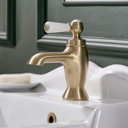 Milano Elizabeth - Traditional Single Lever Mono Basin Tap - Brushed Brass