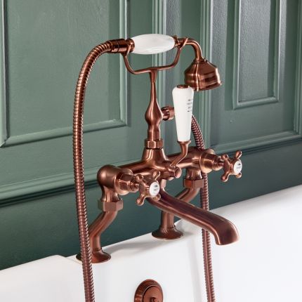 Milano Elizabeth - Traditional Crosshead Bath Shower Mixer Tap - Brushed Copper