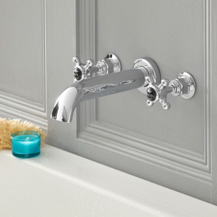 Milano Elizabeth - Traditional Wall Mounted Crosshead 3 Mixer Tap-Hole Bath Filler Mixer Tap - Choice of Finish