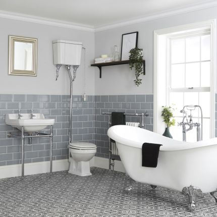 Milano Richmond - Traditional Bathroom Suite with Freestanding Bath, High Level Toilet and Washstand Basin