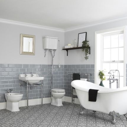 Milano Richmond - Traditional Bathroom Suite with Freestanding Bath, High Level Toilet, Washstand Basin and Bidet