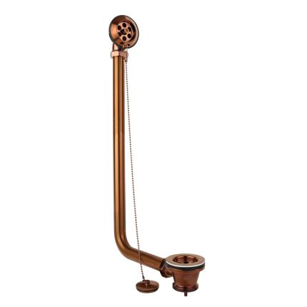 Milano Elizabeth - Traditional Exposed Bath Waste with Chain - Brushed Copper