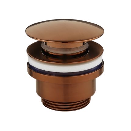 Milano - Universal Round Push Button Basin Waste - Brushed Copper