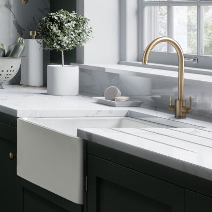 Rangemaster Classic - Single Bowl Fireclay Ceramic Belfast Kitchen Sink - 595mm x 475mm