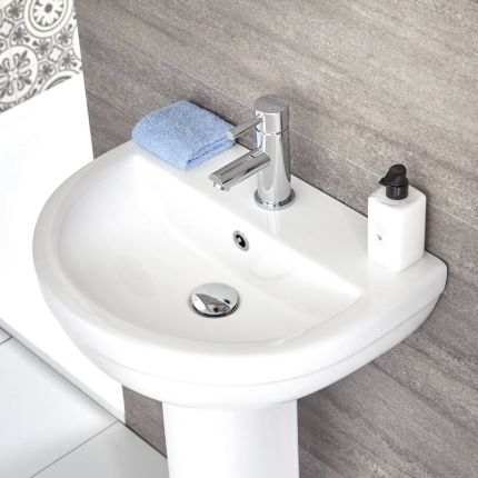 Milano Ballam - Modern Close Coupled Toilet and Pedestal Basin Set