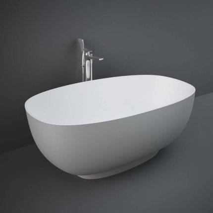 RAK Cloud - Grey Modern Double-Ended Freestanding Bath - 1400mm x 753mm