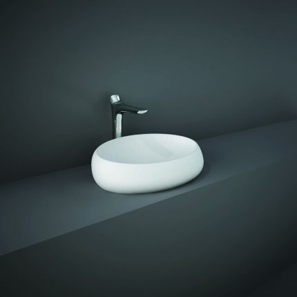 RAK Cloud - Matt White Modern Oval Countertop Basin - 580mm x 400mm (No Tap-Holes)