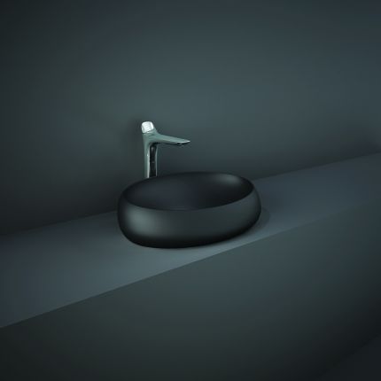 RAK Cloud - Matt Black Modern Oval Countertop Basin - 580mm x 400mm (No Tap-Holes)