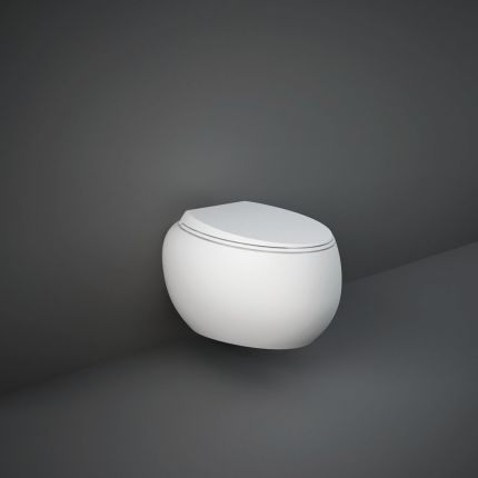 RAK Cloud - Matt White Modern Rimless Wall Hung Toilet with Soft Close Seat