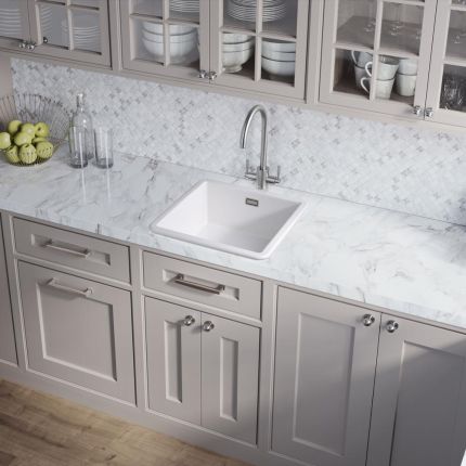 Rangemaster Rustique - Single Bowl Fireclay Ceramic Kitchen Sink - 462mm x 462mm