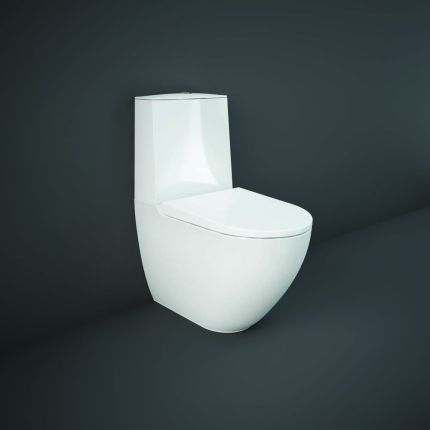 RAK Des - Gloss White Modern Close Coupled Rimless Toilet with Soft Close Seat