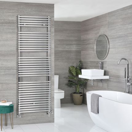 Milano Arno Dual Fuel - Chrome Bar on Bar Heated Towel Rail - 1738mm x 600mm