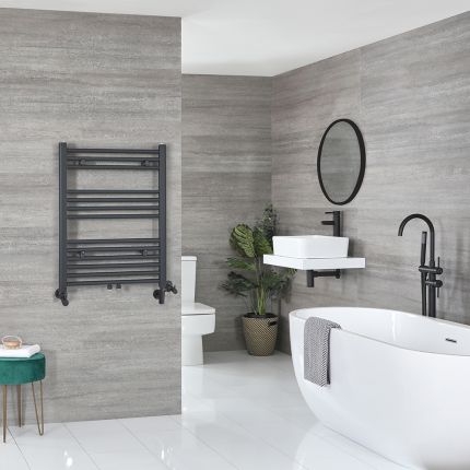 Milano Neva Dual Fuel - Anthracite Heated Towel Rail - 803mm x 500mm