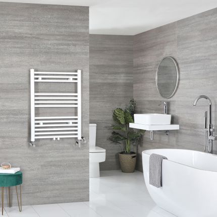 Milano Neva Dual Fuel - White Heated Towel Rail - 803mm x 500mm