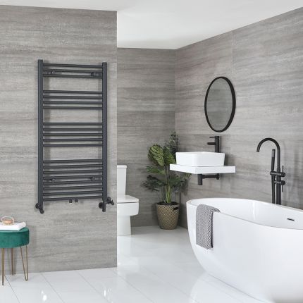 Milano Neva Dual Fuel - Anthracite Heated Towel Rail - 1188mm x 600mm