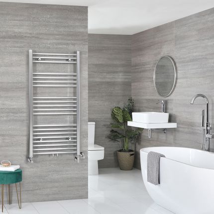 Milano Neva Dual Fuel - Chrome Heated Towel Rail - 1188mm x 600mm