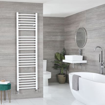 Milano Ive Dual Fuel - White Curved Heated Towel Rail - 1800mm x 500mm