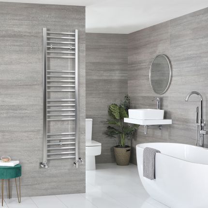 Milano Kent Dual Fuel - Chrome Straight Heated Towel Rail - 1600mm x 400mm