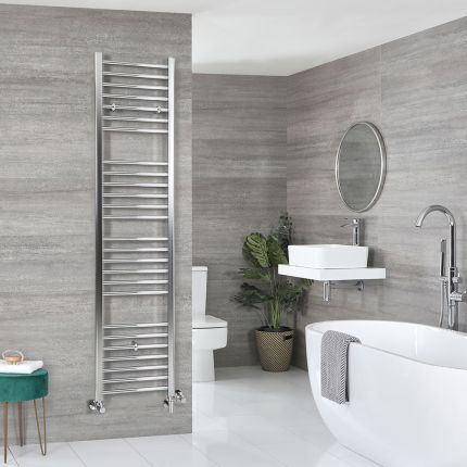 Milano Kent Dual Fuel - Chrome Straight Heated Towel Rail - 1800mm x 400mm