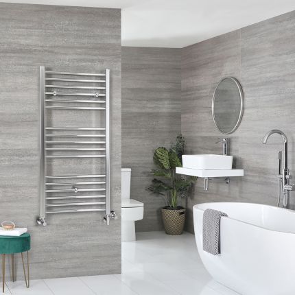 Milano Kent Dual Fuel - Chrome Straight Heated Towel Rail - 1200mm x 500mm