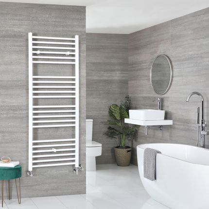 Milano Ive Dual Fuel - White Straight Heated Towel Rail - 1600mm x 500mm