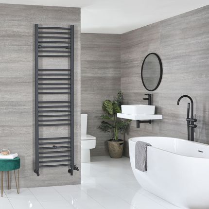 Milano Artle Dual Fuel - Anthracite Straight Heated Towel Rail - 1800mm x 500mm