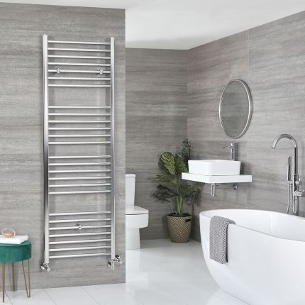 Milano Kent Dual Fuel - Chrome Straight Heated Towel Rail - 1800mm x 500mm
