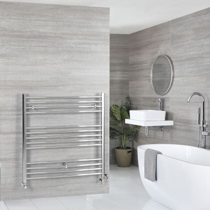 Milano Kent Dual Fuel - Chrome Straight Heated Towel Rail - 1000mm x 1000mm