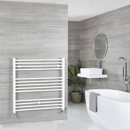 Milano Ive Dual Fuel - White Straight Heated Towel Rail - 1000mm x 1000mm