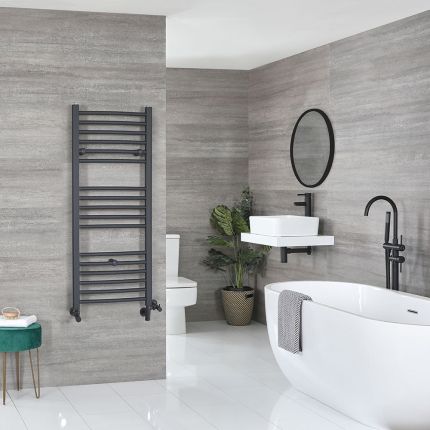 Milano Artle Dual Fuel - Anthracite Straight Heated Towel Rail - Choice of Size