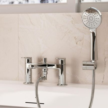 Crosswater Drift - Deck Mounted Bath Shower Mixer Tap with Hand Shower  - Choice of Finish