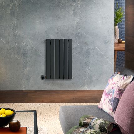 Milano x ECOSO Alpha Electric - Anthracite Horizontal Flat Panel Designer Radiator - 635mm x 420mm (Single Panel) - with Wi-Fi Thermostatic Heating Element