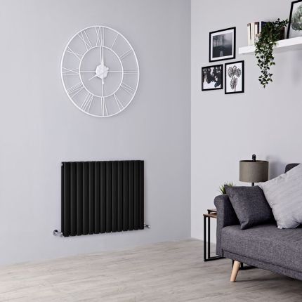 Milano Aruba - Black Horizontal Designer Radiator - 635mm Tall - Choice Of Width