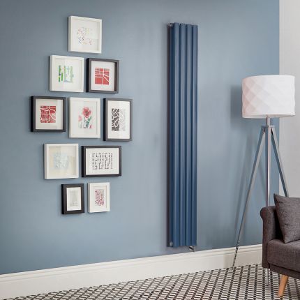 Milano x ECOSO Aruba - Electric Deep Sea Blue Vertical Designer Radiator - Choice of Size and Wi-Fi Thermostat