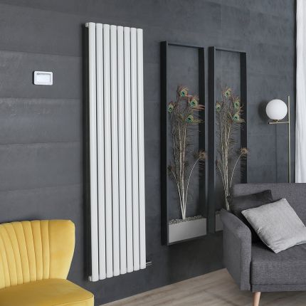 ECOSO Aruba Ardus - White Dry Heat 1200W Vertical Electric Designer Radiator - 1784mm x 472mm - Choice of Wi-Fi Thermostat