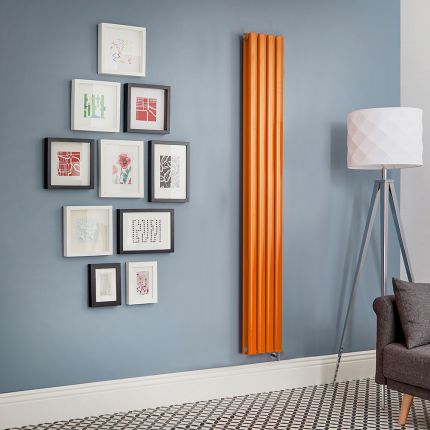 Milano x ECOSO Aruba - Electric Sunset Orange Vertical Designer Radiator - Choice of Size and Wi-Fi Thermostat