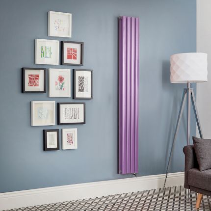 Milano x ECOSO Aruba - Electric Lush Purple Vertical Designer Radiator - Choice of Size and Wi-Fi Thermostat