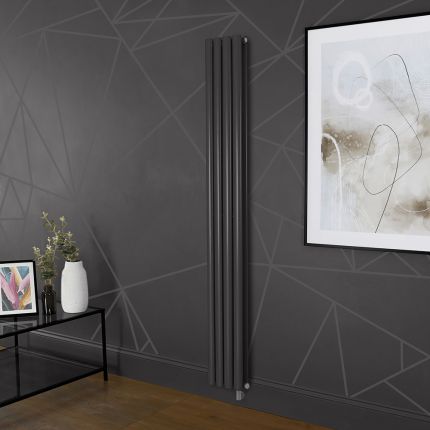 Milano x ECOSO Aruba - Electric Carbon Grey Vertical Designer Radiator - Choice of Size and Wi-Fi Thermostat