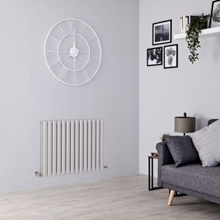 Milano Aruba - Light Grey Horizontal Designer Radiator - 635mm x 826mm (Double Panel)