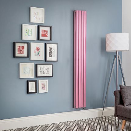 Milano x ECOSO Aruba - Electric Camellia Pink Vertical Designer Radiator - Choice of Size and Wi-Fi Thermostat