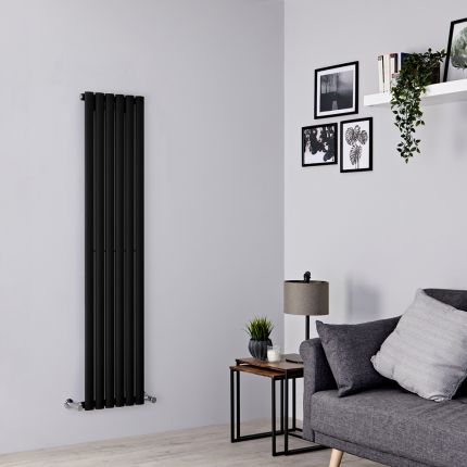 Milano Aruba - Black Vertical Designer Radiator - 1600mm x 354mm (Single Panel)