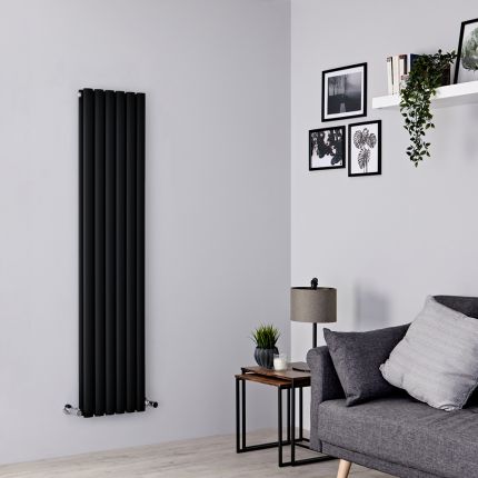 Milano Aruba - Black Vertical Designer Radiator - 1600mm x 354mm (Double Panel)