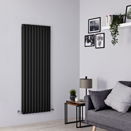 Milano Aruba - Black Vertical Designer Radiator - 1600mm x 590mm (Double Panel)