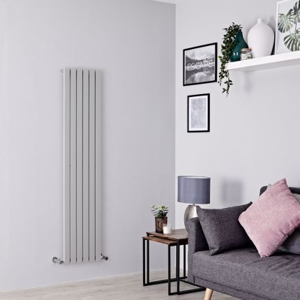 Milano Capri - Silver Flat Panel Vertical Designer Radiator - 1600mm x 354mm (Single Panel)