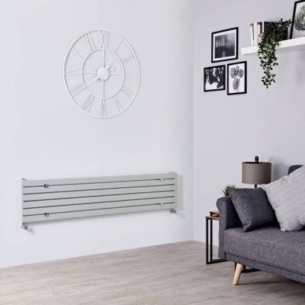 Milano Capri - Silver Flat Panel Horizontal Flat Panel Designer Radiator - 354mm x 1600mm (Single Panel)